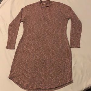 Pink/Grey Long Sleeve Sweater Dress